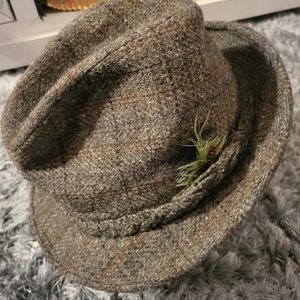 Vintage Stetson Men's Tweed Fedora Hat w/Genuine 🪶  Sz 7 1/4